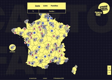 Carte de France des groupuscules d'extrême droite extra-parlementaire actifs en France